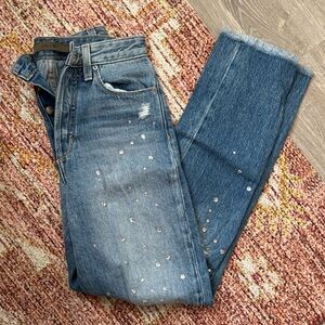 Joe’ Jeans The Smith High Rise Straight Ankle Crystal Denim